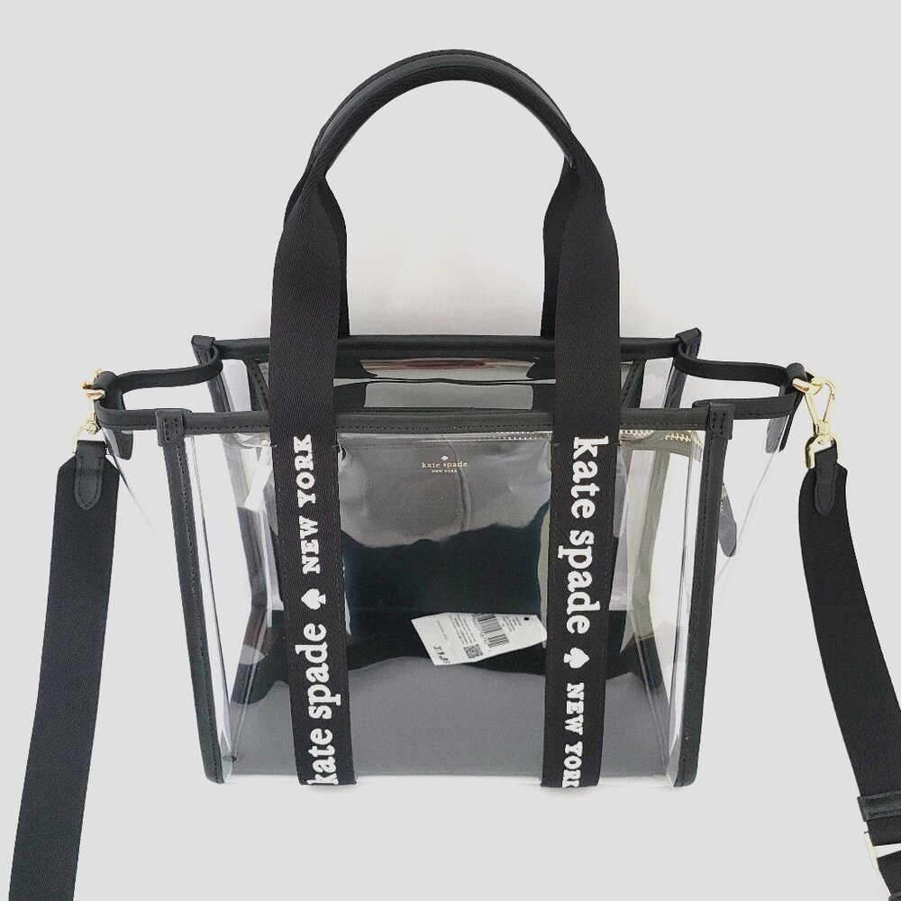 Kate Spade KL064 Kip See Through PVC Small Tote Stadium Bag Handbag Black